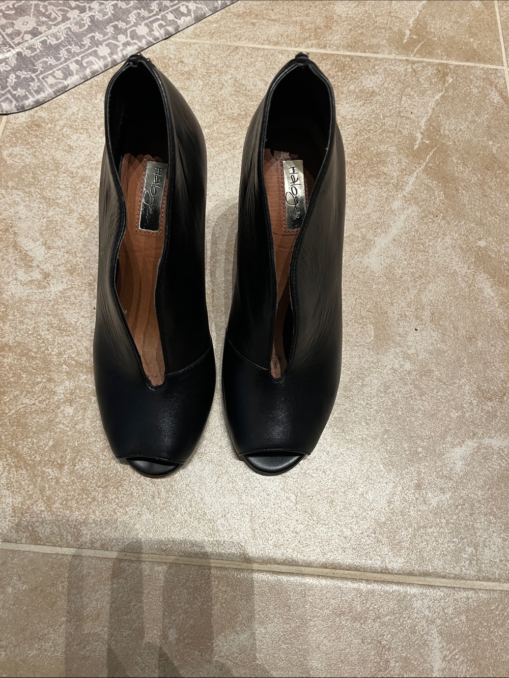 Halogen Black Peep-Toe V-Cut Booties